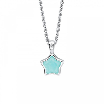 Children's March Aqua Quartz Star And Diamond Pendant