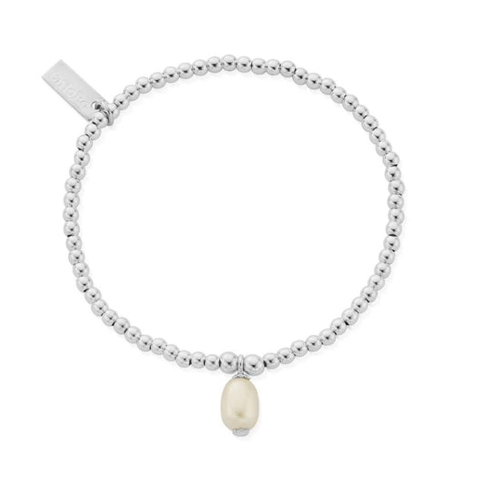 Chlobo Cute Charm Pearl Drop Silver Bracelet
