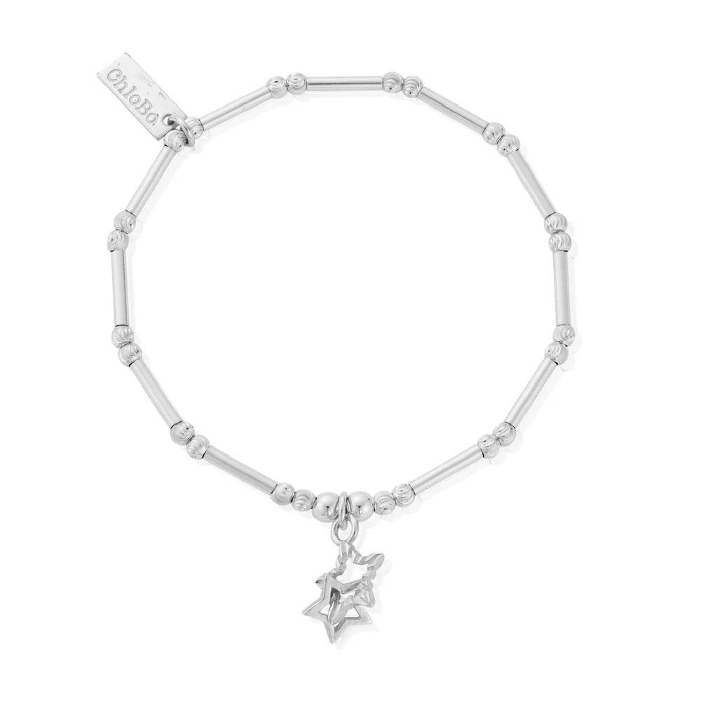 ChloBo Dainty Moon Cut Sparkle Interlocking Star