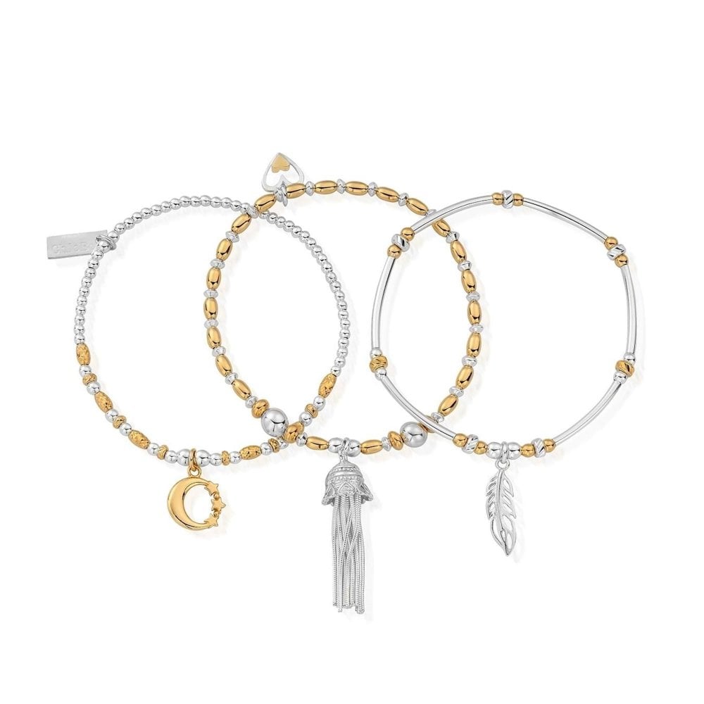 ChloBo Gold and Silver Stack of 3 Bracelets