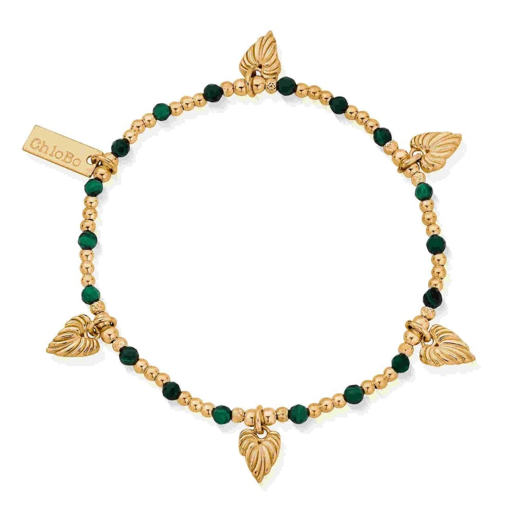 Chlobo Gold Leaf Heart Malachite Bracelet