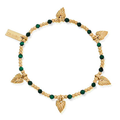 Chlobo Gold Leaf Heart Malachite Bracelet