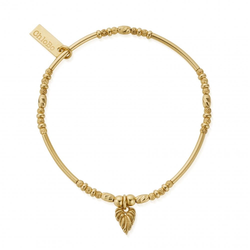 Chlobo Gold Leaf Heart Sparkle Bracelet