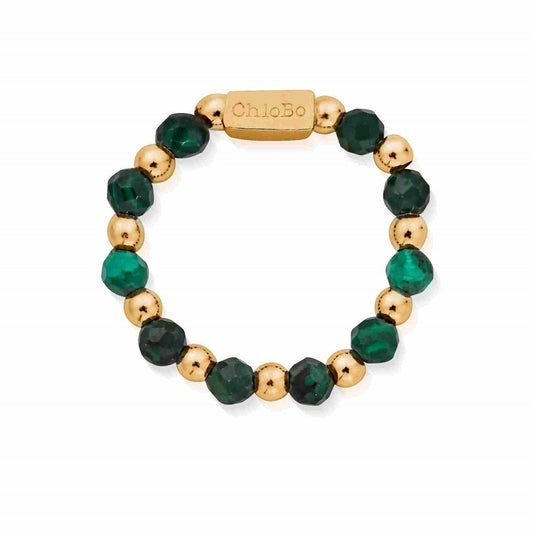 Chlobo Gold Malachite Ring of protection Small