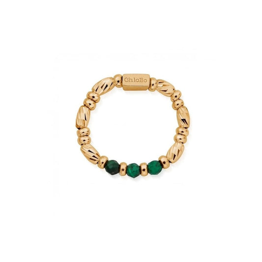 Chlobo Gold Malachite Sparkle Ring of Empowerment