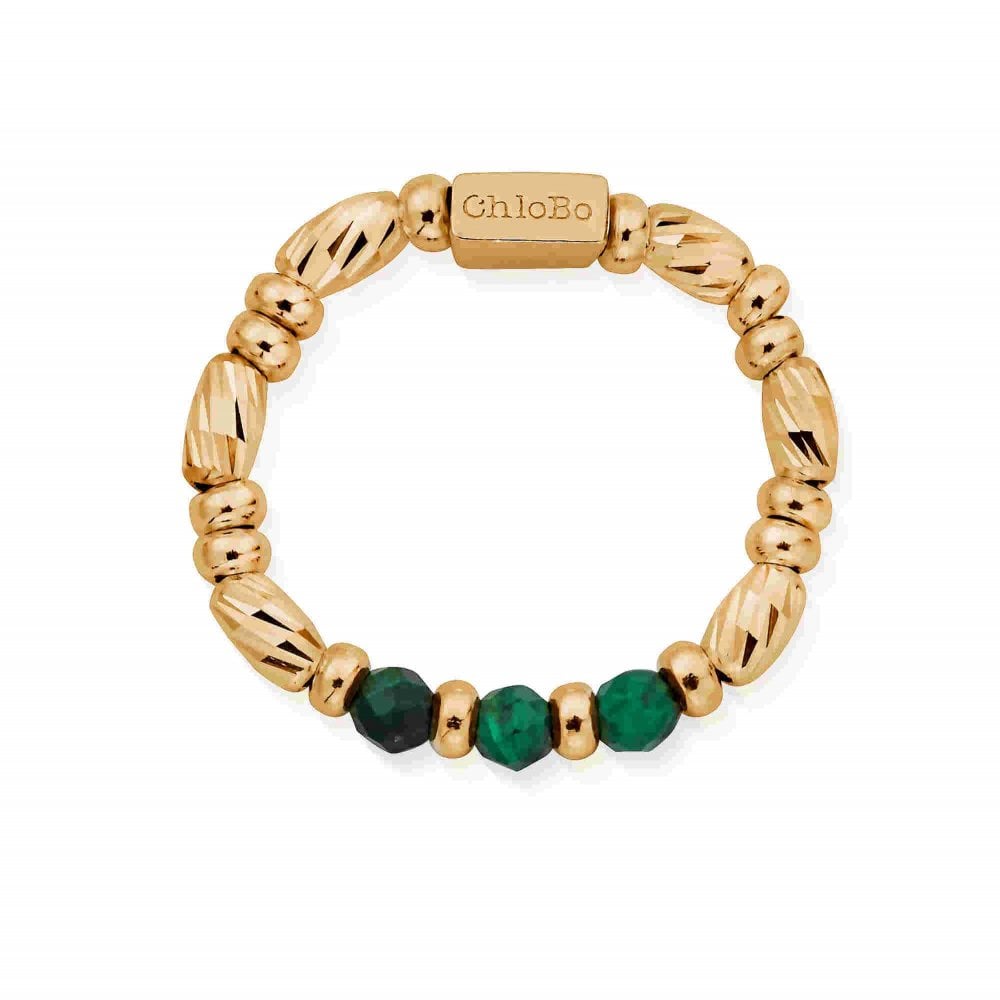 Chlobo Gold Malachite Sparkle Ring-Small