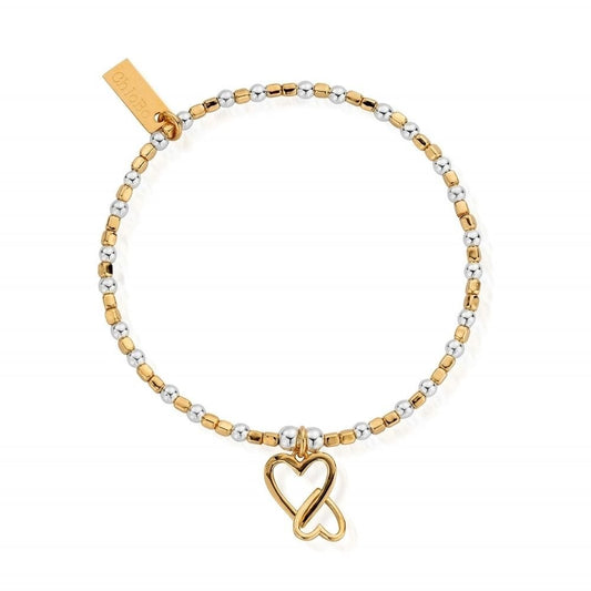 Chlobo Gold & Silver Mini Cube Love Heart Bracelet