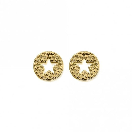 ChloBo Gold Sparkle Star in Circle Earrings