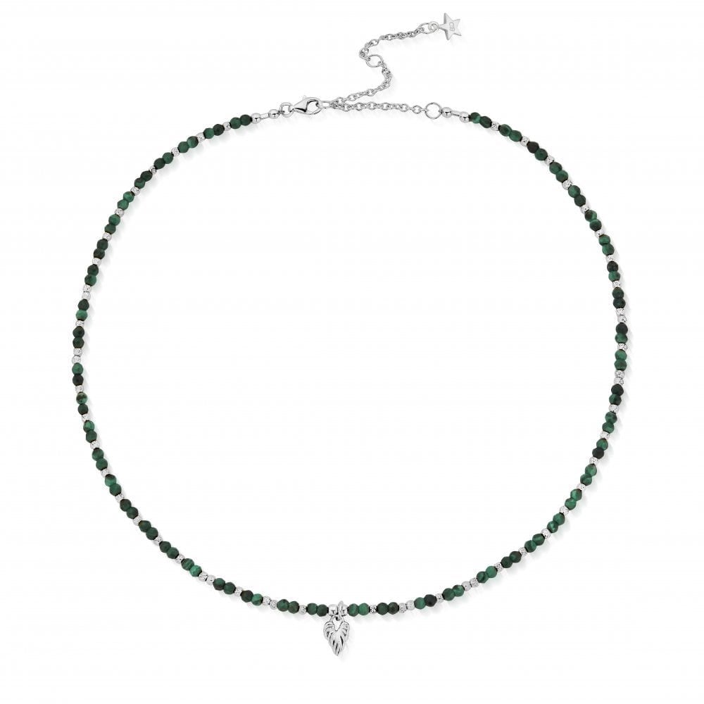 Chlobo Leaf Heart Sparkle Malachite Necklace
