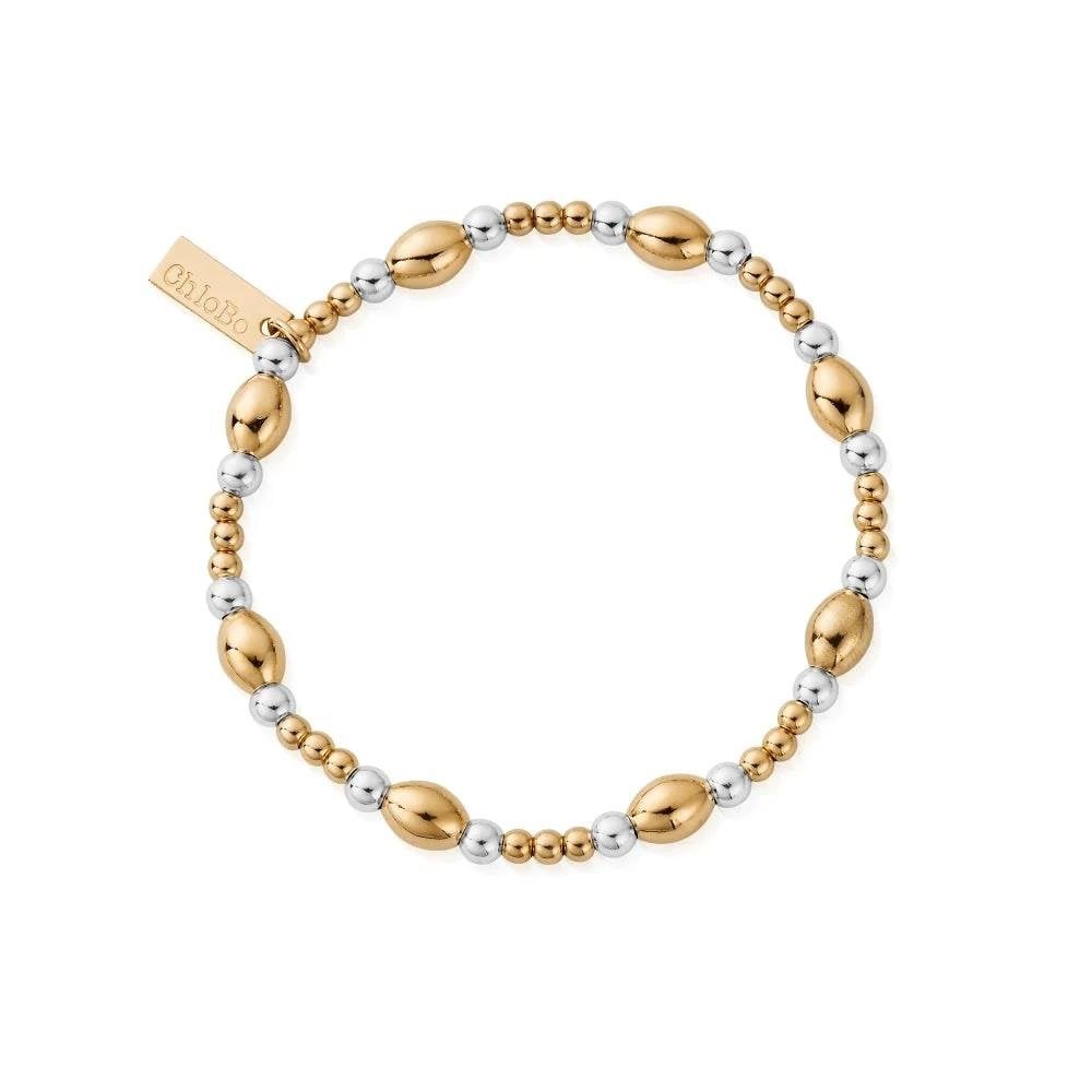 Chlobo Mixed Metal Gold Plated and Silver Cute Oval Bracelet, GMBCOR