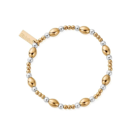 Chlobo Mixed Metal Gold Plated and Silver Cute Oval Bracelet, GMBCOR