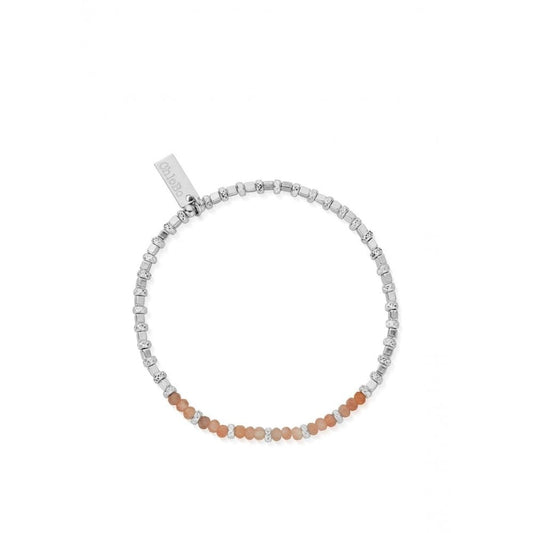ChloBo Peach Moonstone Sparkle Cube Bracelet
