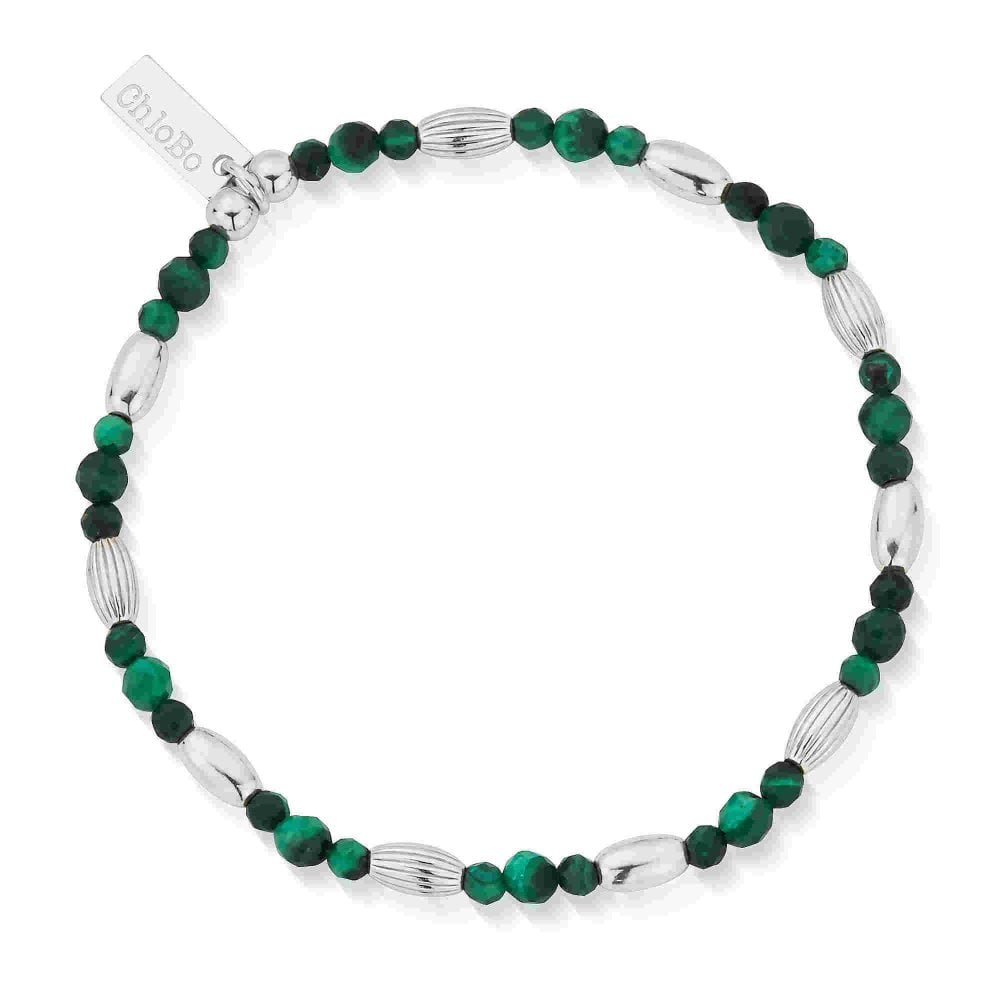 Chlobo Silver Alternative Rice Malachite Bracelet