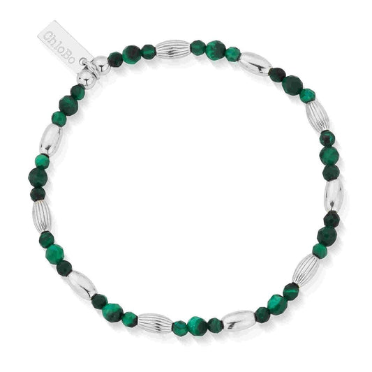 Chlobo Silver Alternative Rice Malachite Bracelet