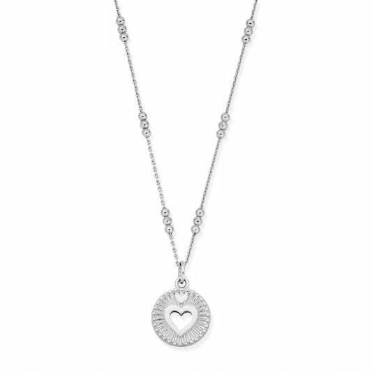 Chlobo Silver Bobble Chain Guiding Heart Necklace