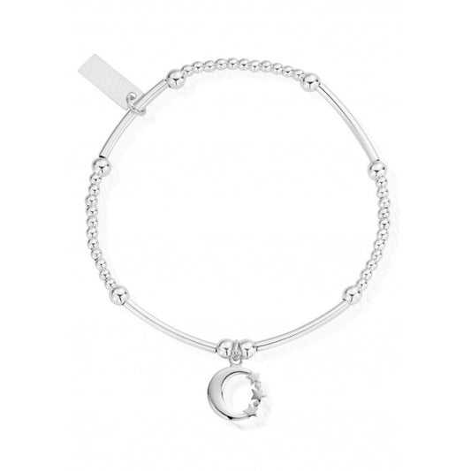 ChloBo Silver Cute Mini Moon and Star Bracelet
