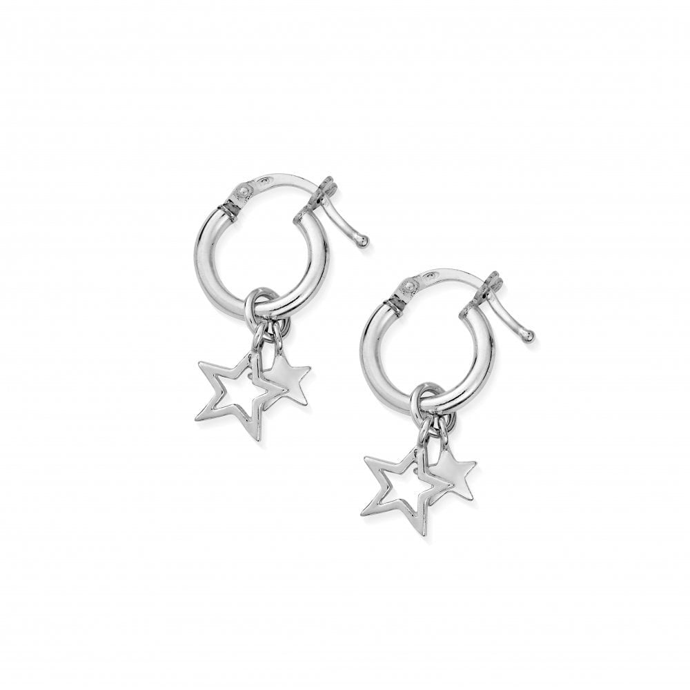ChloBo Silver Double Star Small Earrings