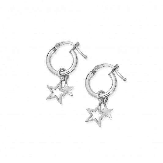 ChloBo Silver Double Star Small Earrings