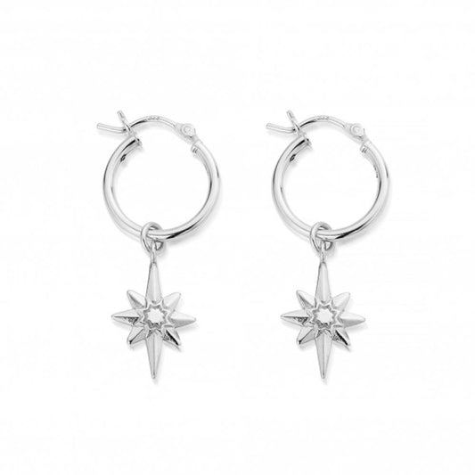 ChloBo Silver Lucky Star Hoop Earrings