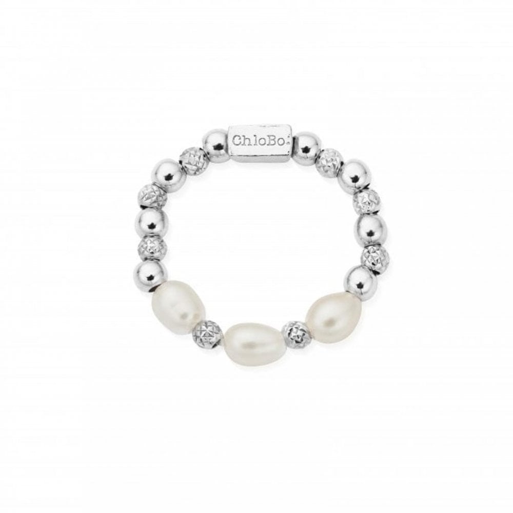 Chlobo Triple Sparkle Pearl Ring Medium