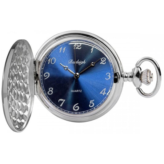 Chrome Blue Dial Full Hunter Pocket Watch