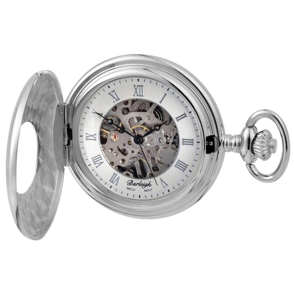 Chrome Half Hunter Mechanical Pocket Watch