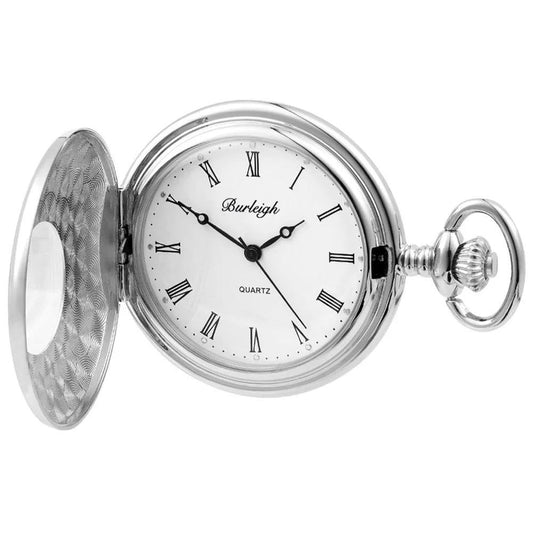 Chrome Half Hunter Quartz Pocket Watch