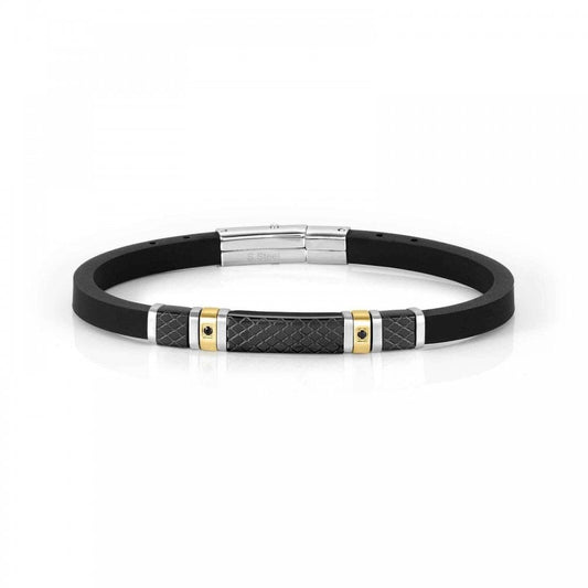 City Bracelet, Stainless Steel Rubber CZ