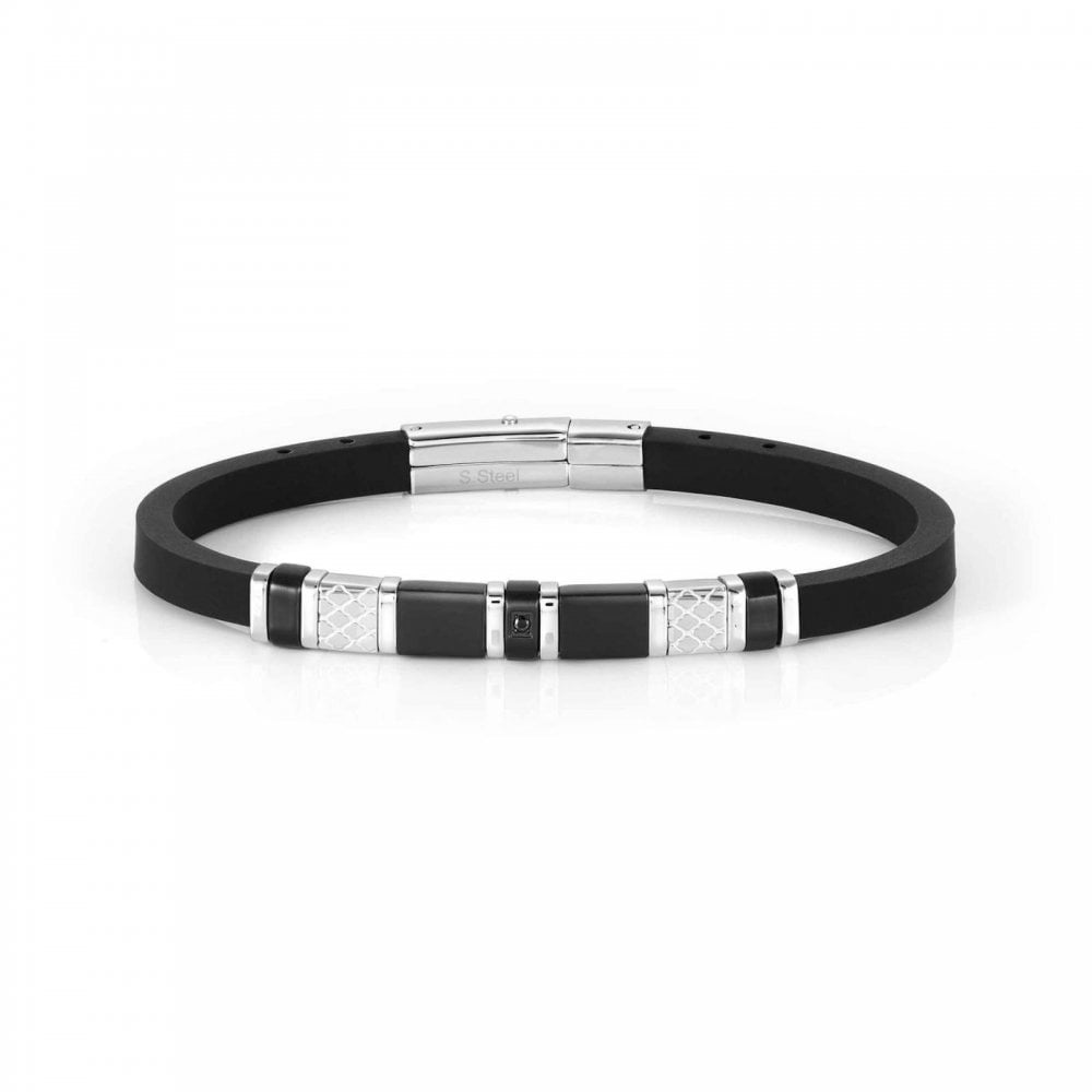 City Stainless Steel Black PVD Rubber & Bracelet