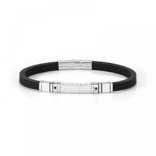 City Stainless Steel PVD Rubber Black CZ Bracelet