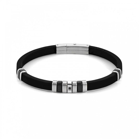 City Steel Rubber Black Zirconia Black Bracelet
