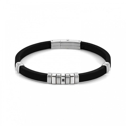 City Steel Rubber Black Zirconia Bracelet