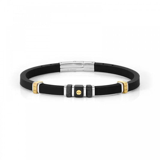 City Steel Yellow PVD Rubber Bracelet