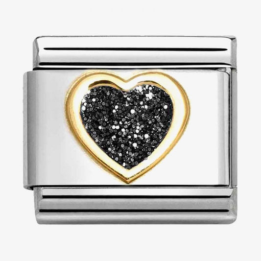 CLASSIC Black Glitter Heart Charm