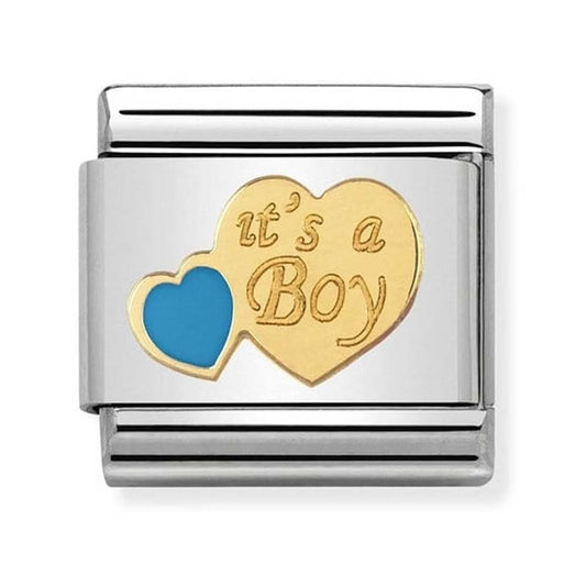 Classic Blue Gold Heart Its A Boy Charm