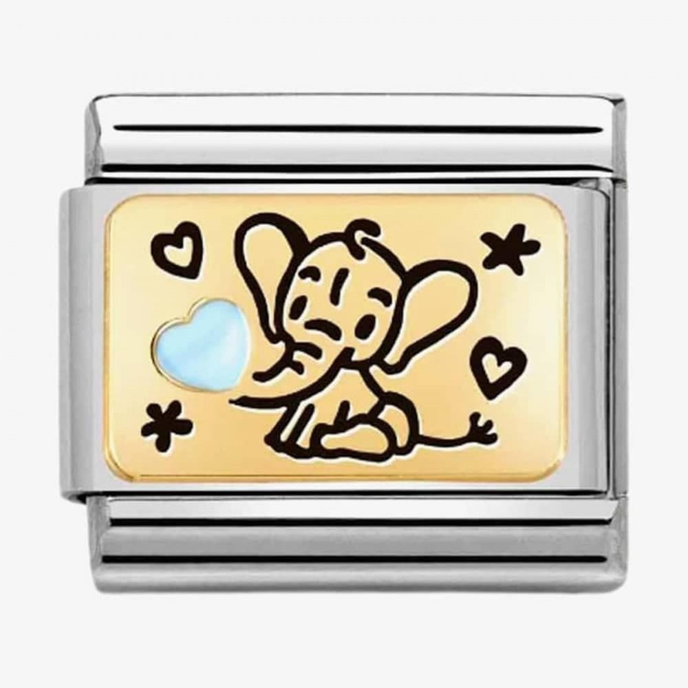 CLASSIC Composable Blue & Black Elephant Heart Charm