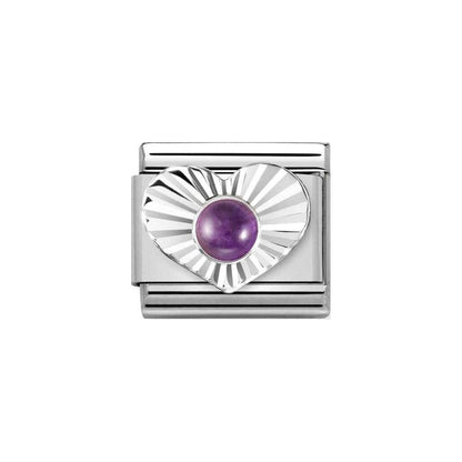 Classic Composable Diamond Amethyst Heart Charm