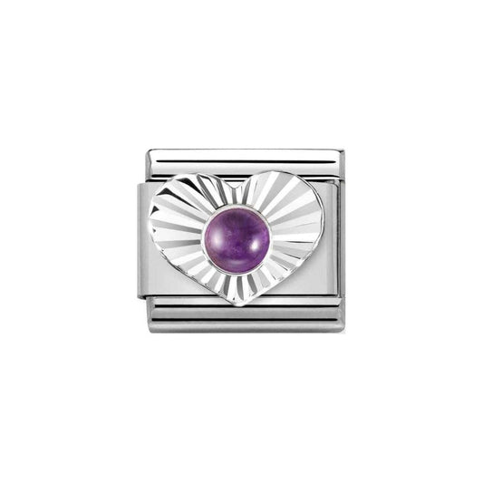 Classic Composable Diamond Amethyst Heart Charm