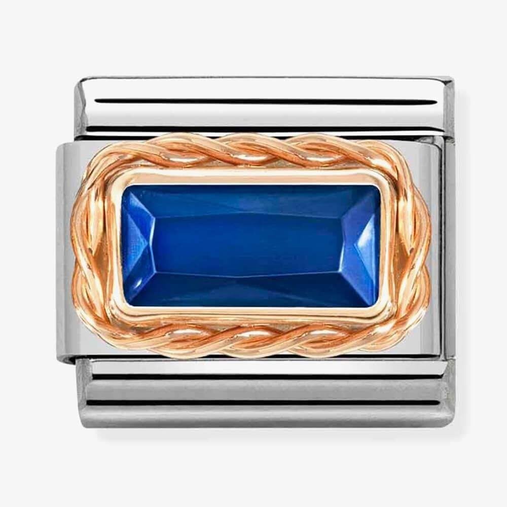 CLASSIC Composable Navy Cubic Zirconia Rose Gold Rope Charm