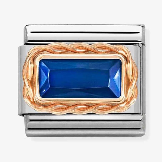CLASSIC Composable Navy Cubic Zirconia Rose Gold Rope Charm