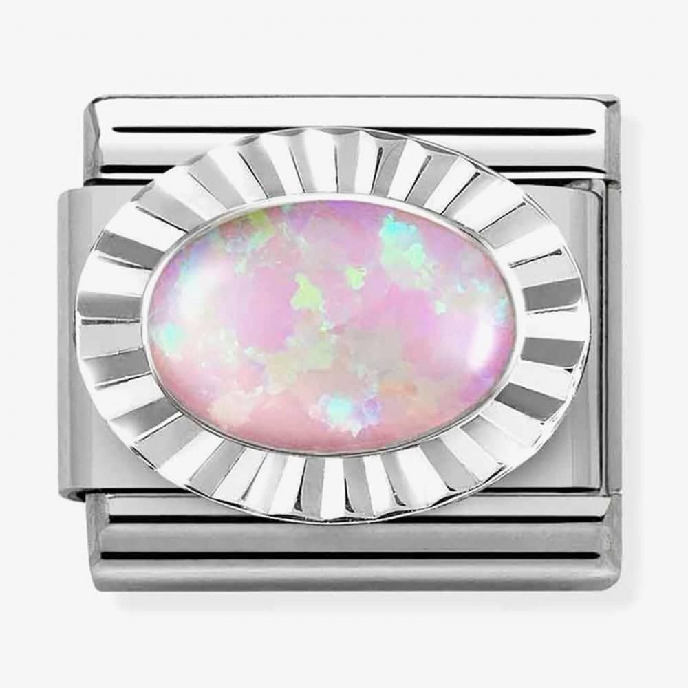 CLASSIC Composable Oval Pink Opal Fluted Bezel Charm