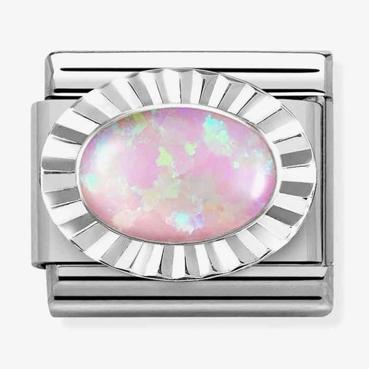 CLASSIC Composable Oval Pink Opal Fluted Bezel Charm