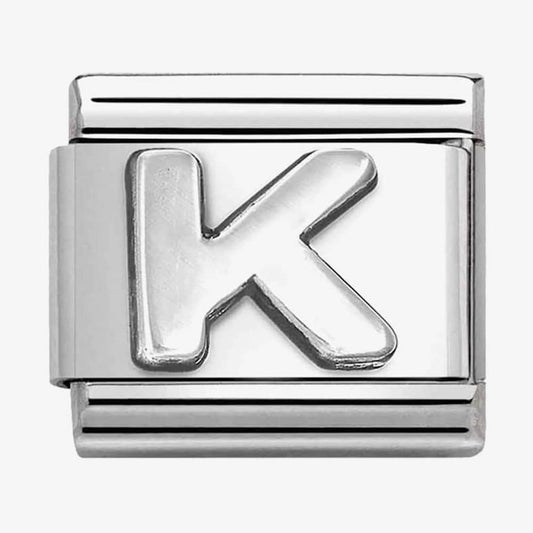 CLASSIC Composable Oxidised Silver Letter K Charm