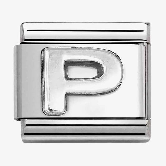 CLASSIC Composable Oxidised Silver Letter P Link