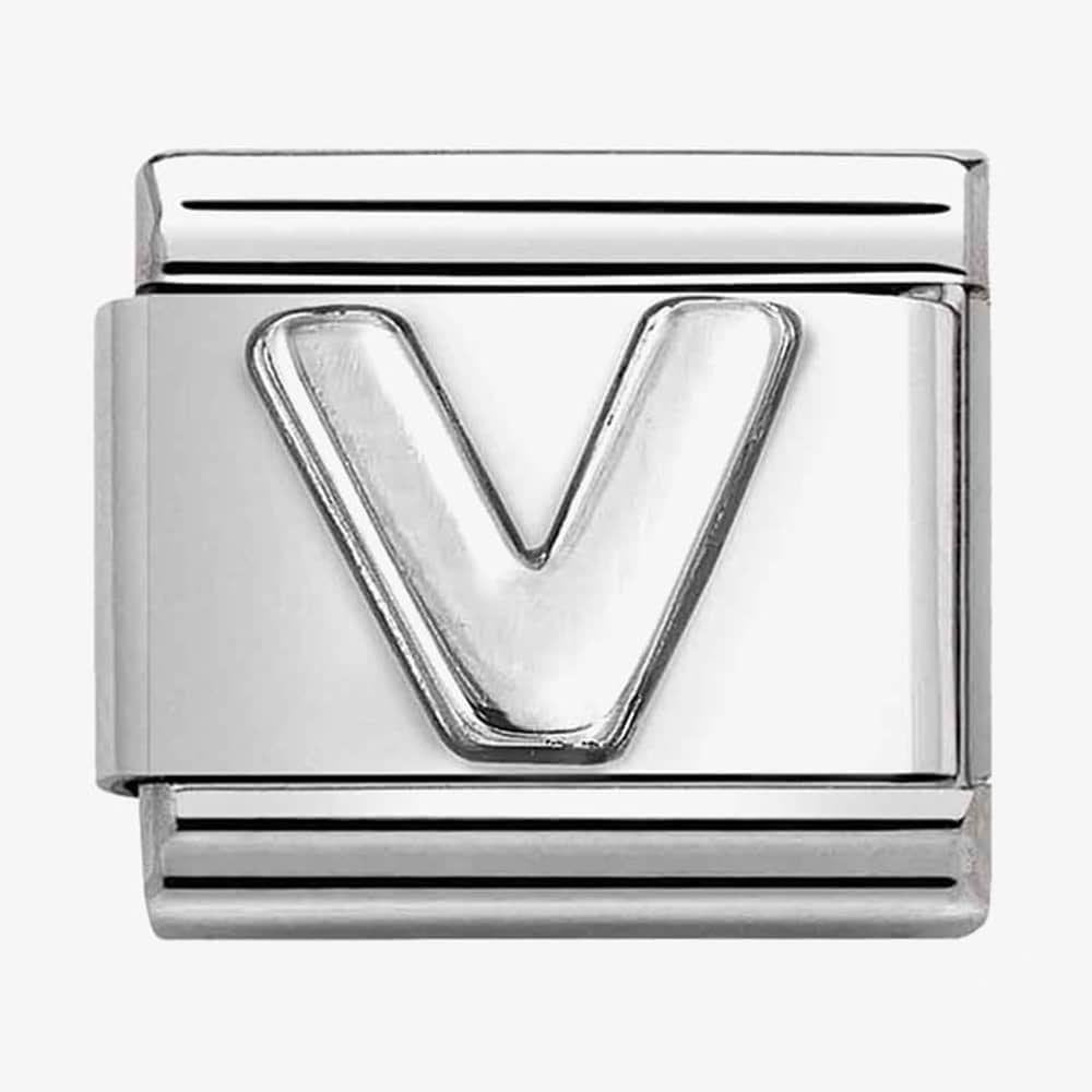 CLASSIC Composable Oxidised Silver Letter V Charm