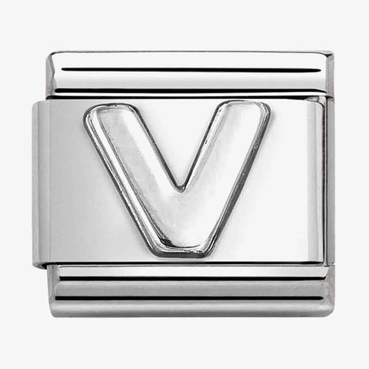 CLASSIC Composable Oxidised Silver Letter V Charm