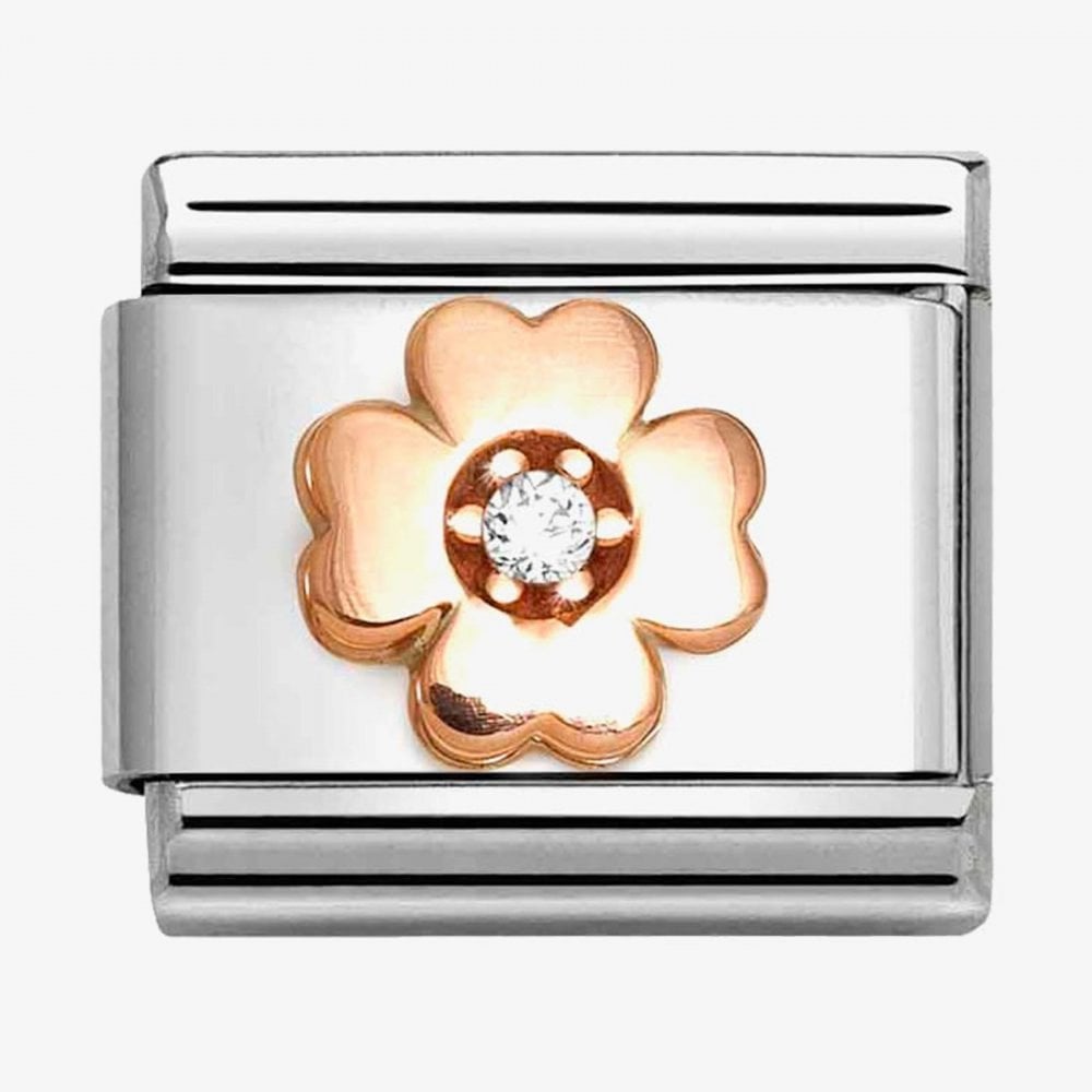 Classic Composable Rose CZ Four-Leaf Clover Charm
