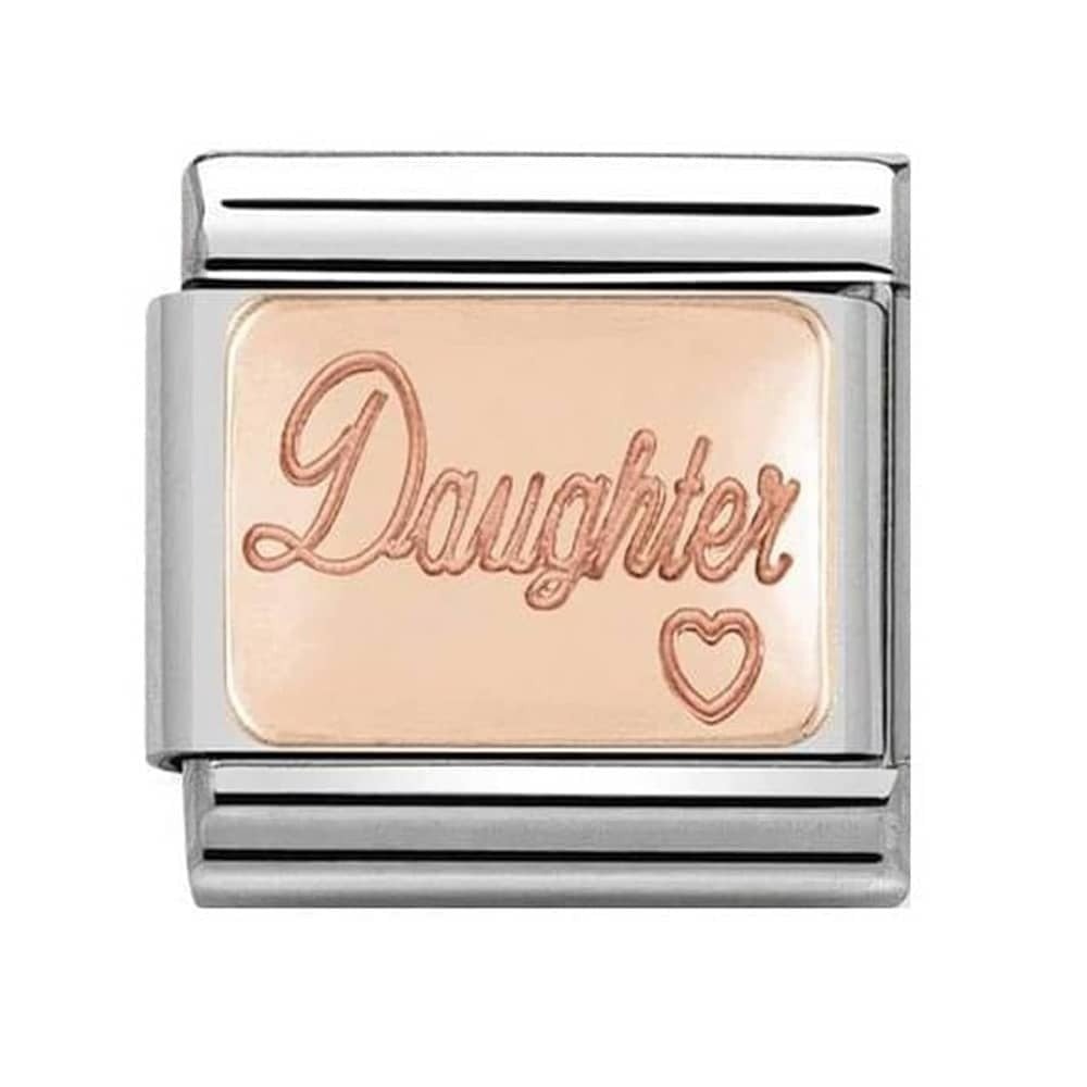 Classic Composable Rose Gold Daughter with Heart Charm