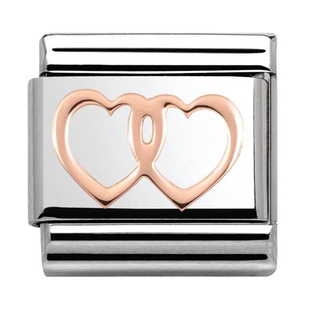 Classic Composable Rose Gold Double Linked Hearts Charm