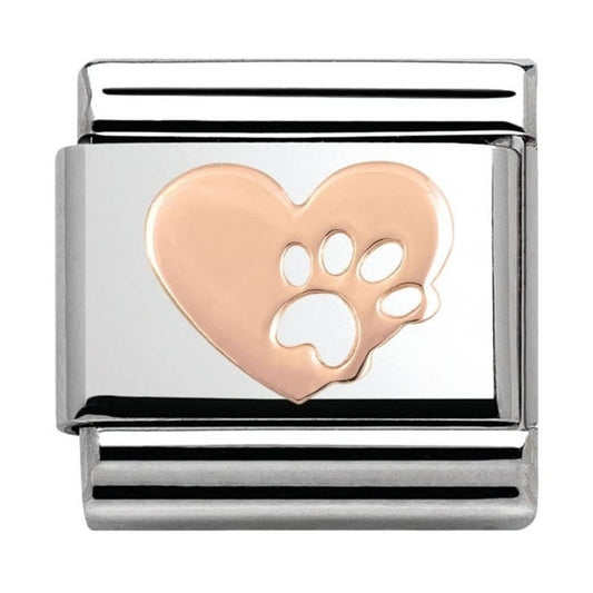 Classic Composable Rose Gold Heart with Paw Print Charm